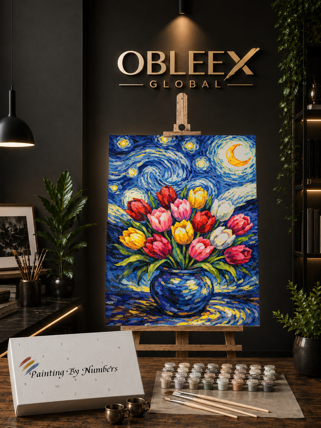 Starry Tulips - Professional Paint by Numbers Kit by OBLEEX