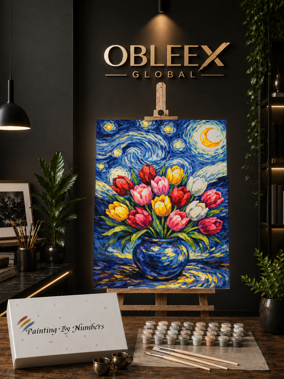 Starry Tulips - Professional Paint by Numbers Kit by OBLEEX