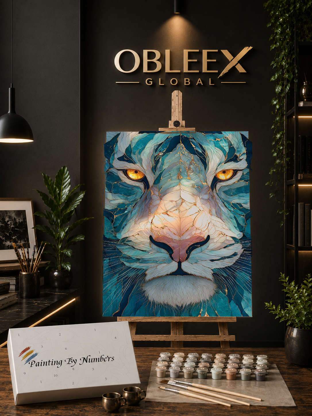 Emerald Tiger Eyes - Professional Paint by Numbers Kit by OBLEEX
