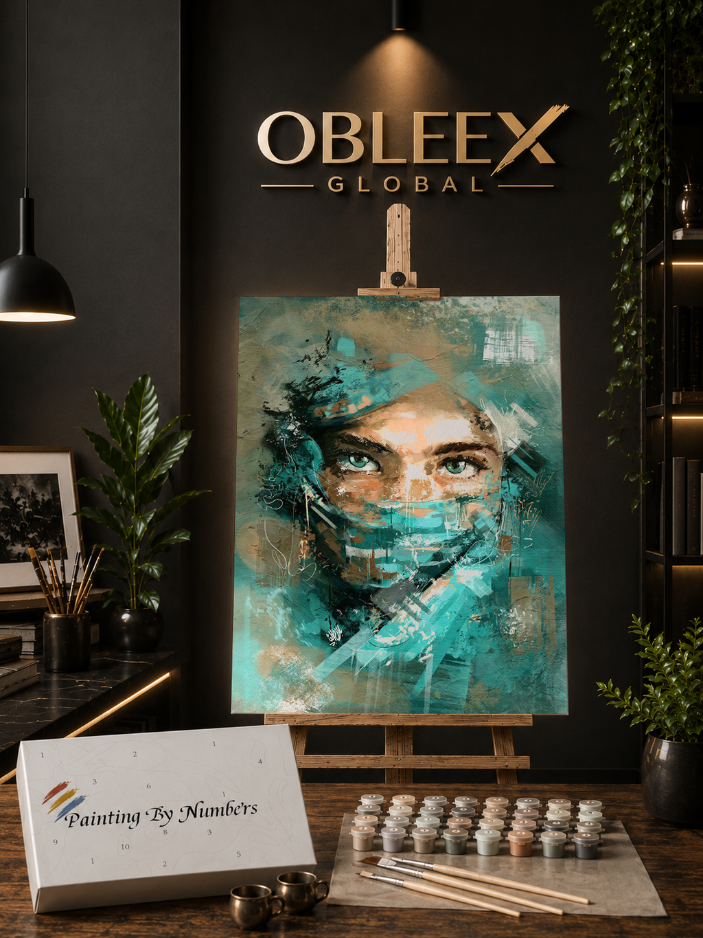 Teal Myster - Professional Paint by Numbers Kit by OBLEEX