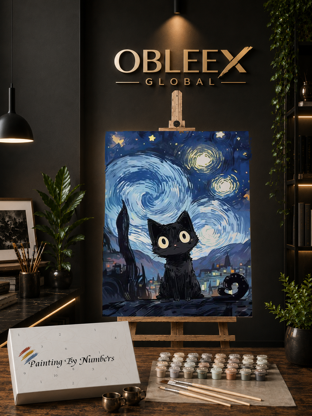 Night Star Cat - Professional Paint by Numbers Kit by OBLEEX