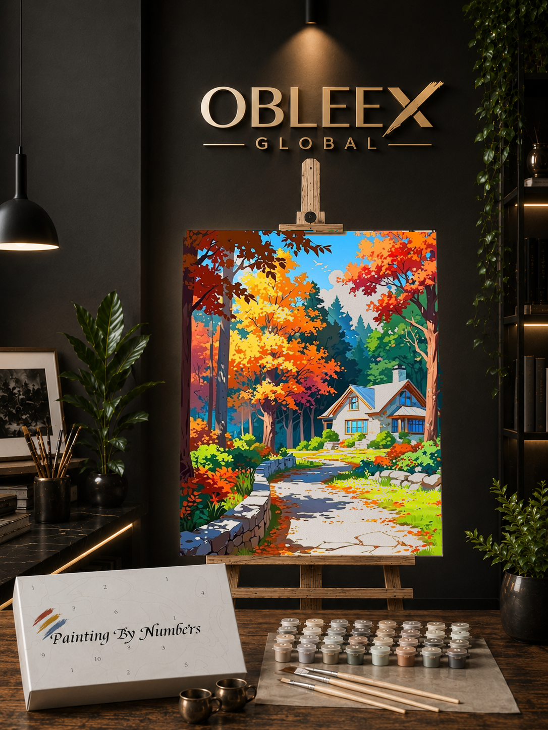 Autumn Pathway - Professional Paint by Numbers Kit by OBLEEX
