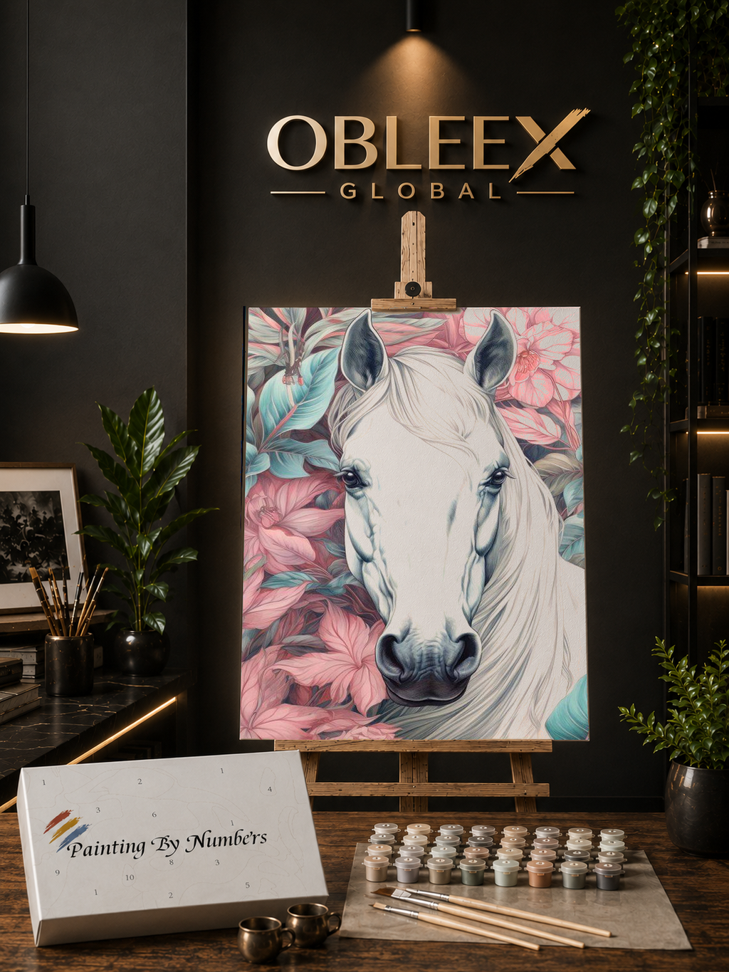 Pastel Flora Horse - Professional Paint by Numbers Kit by OBLEEX