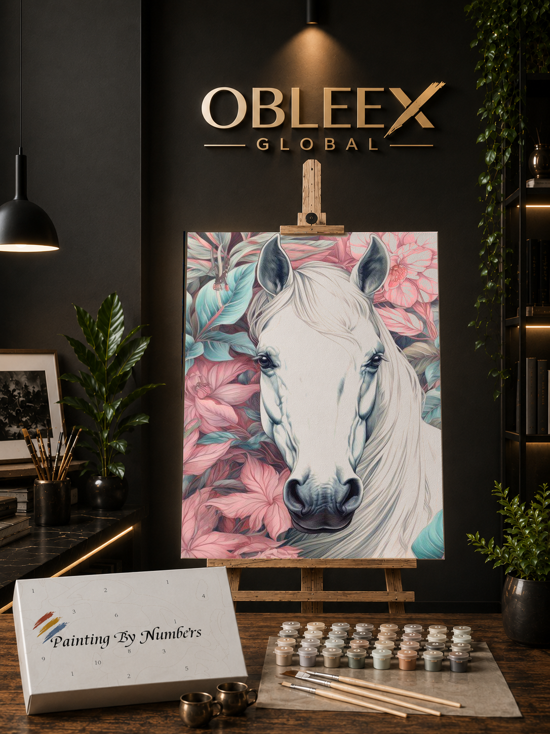 Pastel Flora Horse - Professional Paint by Numbers Kit by OBLEEX