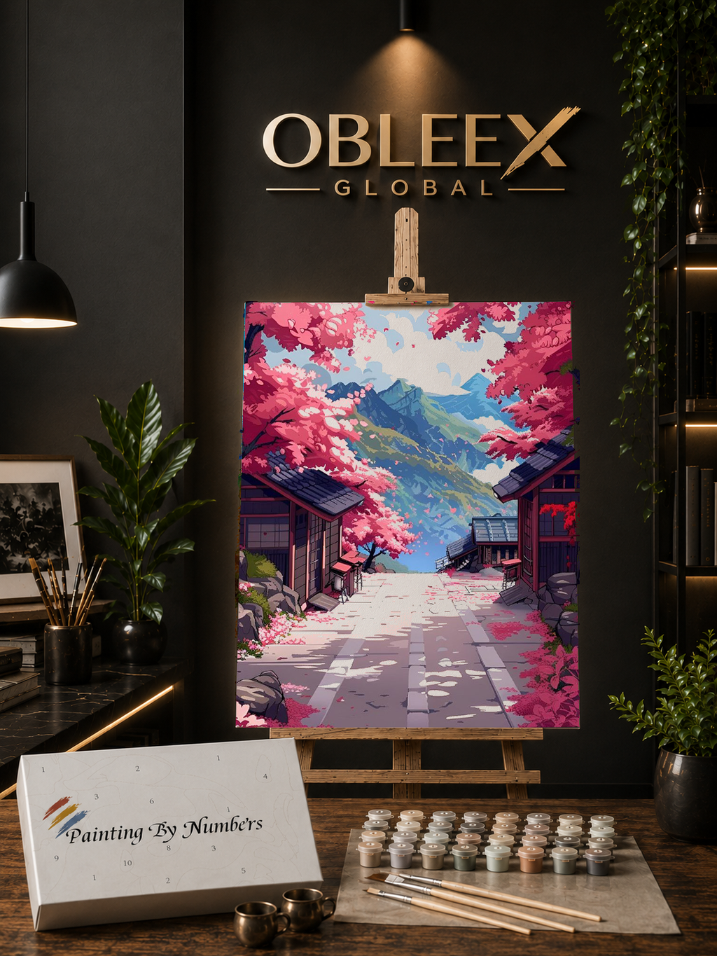 Sakura Village - Professional Paint by Numbers Kit by OBLEEX
