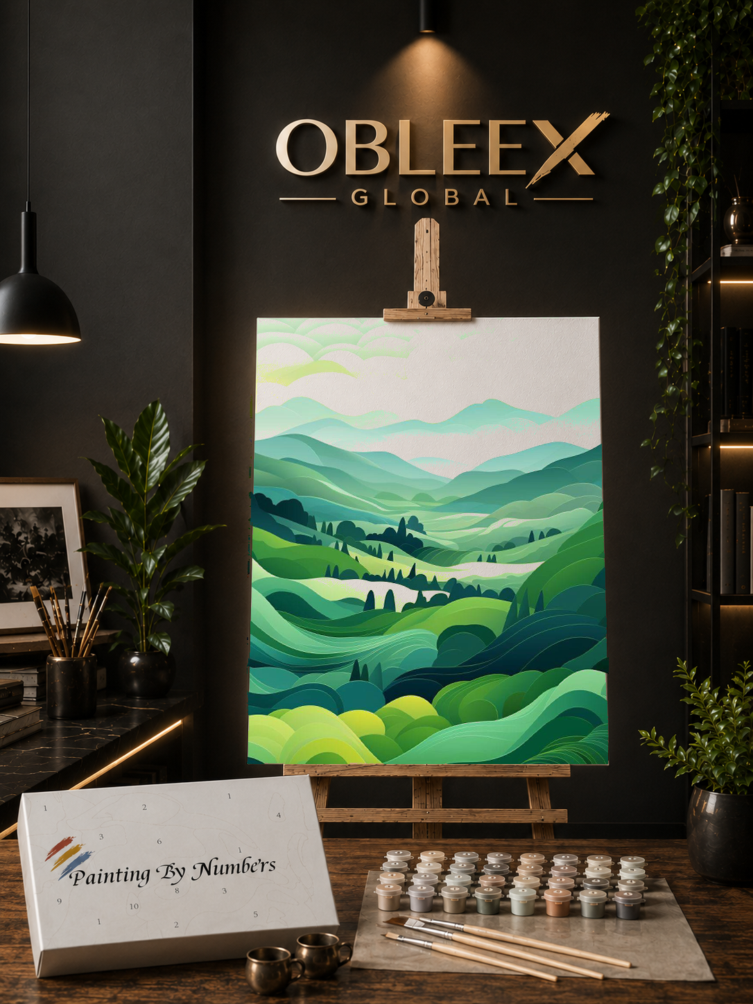 Emerald Valley Wave - Professional Paint by Numbers Kit by OBLEEX
