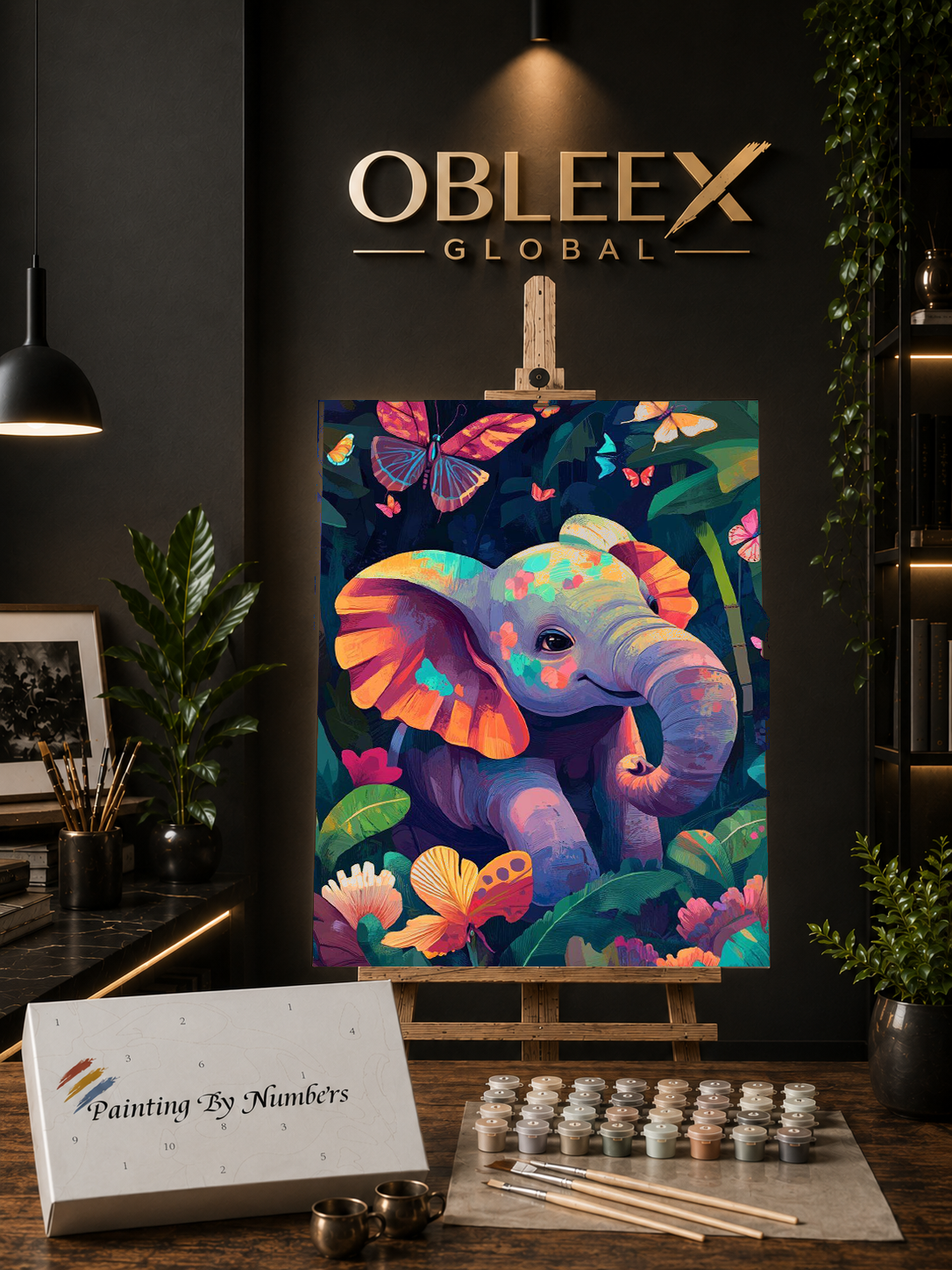 Rainbow Jungle Baby - Professional Paint by Numbers Kit by OBLEEX