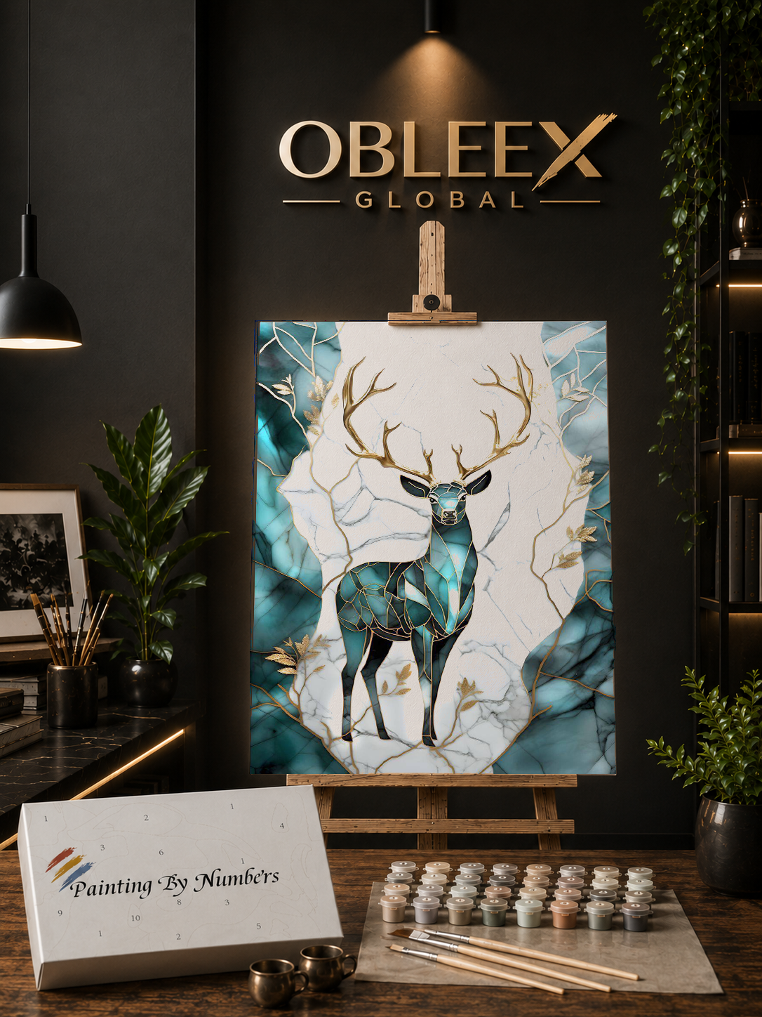 Golden Horn Stag - Professional Paint by Numbers Kit by OBLEEX