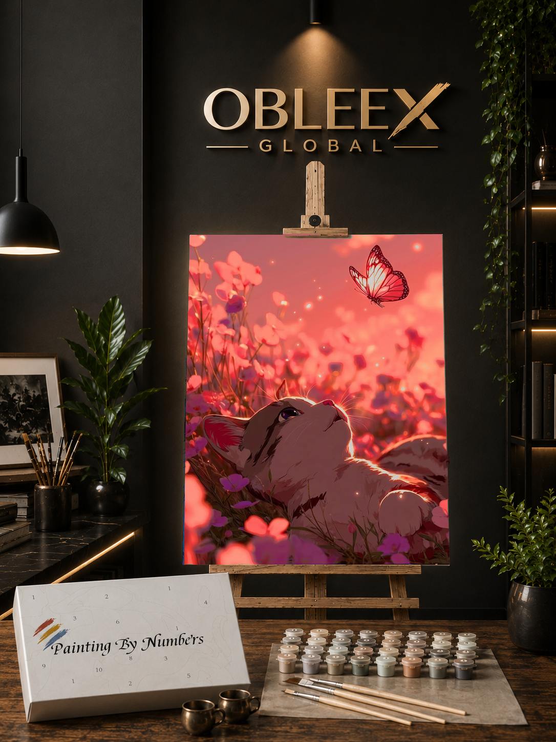 Pink Meadow Whispers - Professional Paint by Numbers Kit by OBLEEX