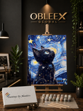 Starry Night Black Cat - Professional Paint by Numbers Kit by OBLEEX